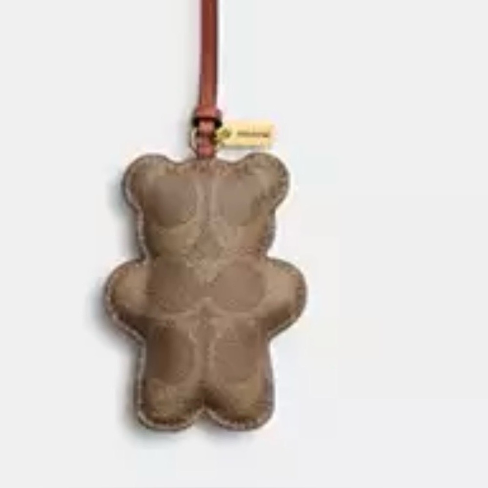 Coach Bear Puffy Bag Charm In Signature Canvas NWT